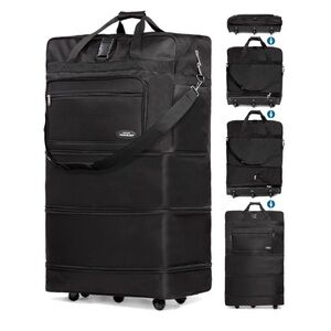 NWT Collapsible 3 in 1 Expandable Luggage Rolling Duffle Bag Suitcase Black